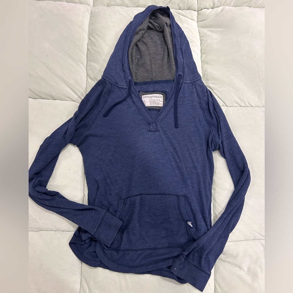 Aeropostale Navy Blue Lightweight Hooded Pullover